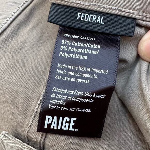 Paige Heritage Federal Slim Straight Denim Jean Iron Mountain Grey Khaki Pant 29 - Picture 7 of 10